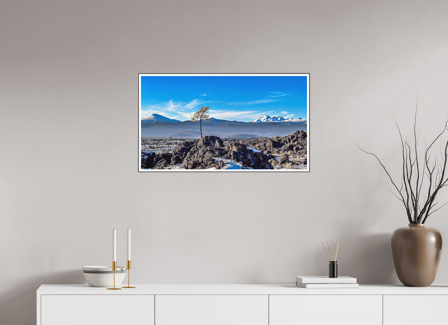 32 x 18″, Silver Fram Acrylic Lava Butte