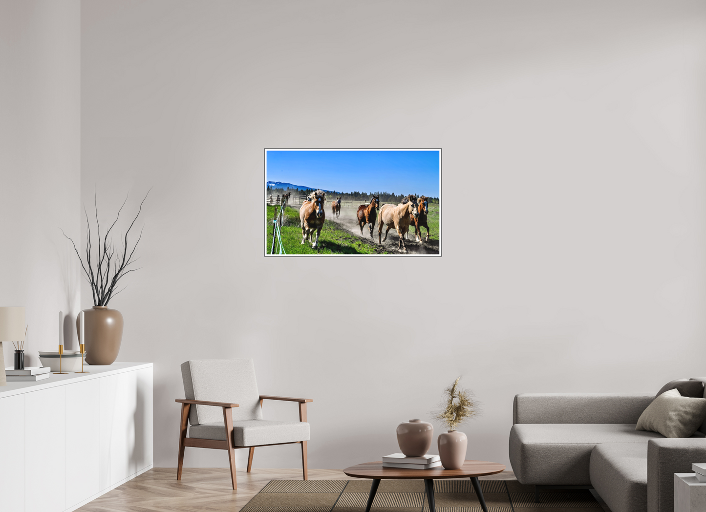 40 x 24″, Silver Fram Acrylic Sunriver Horses