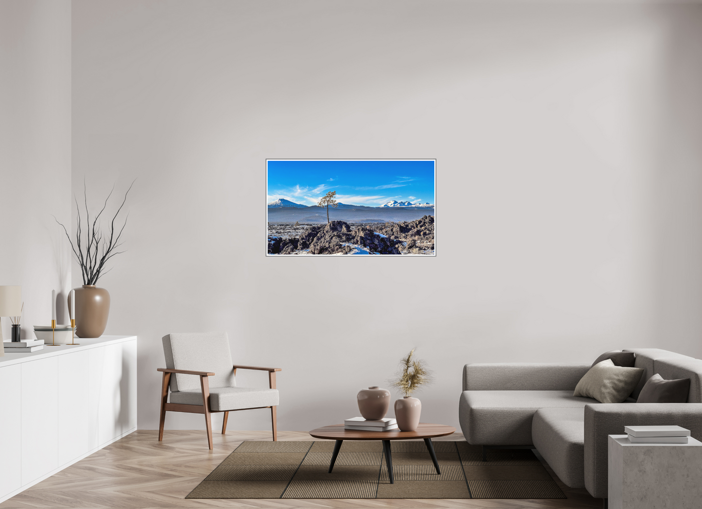49 x 27.6″, Silver Fram Acrylic Lava Butte
