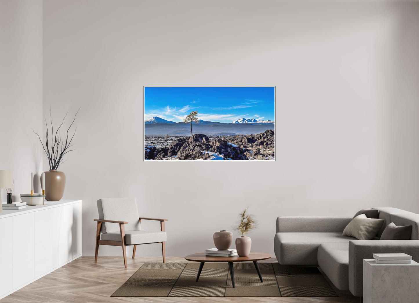 64 x 36″, Silver Fram Acrylic Lava Butte