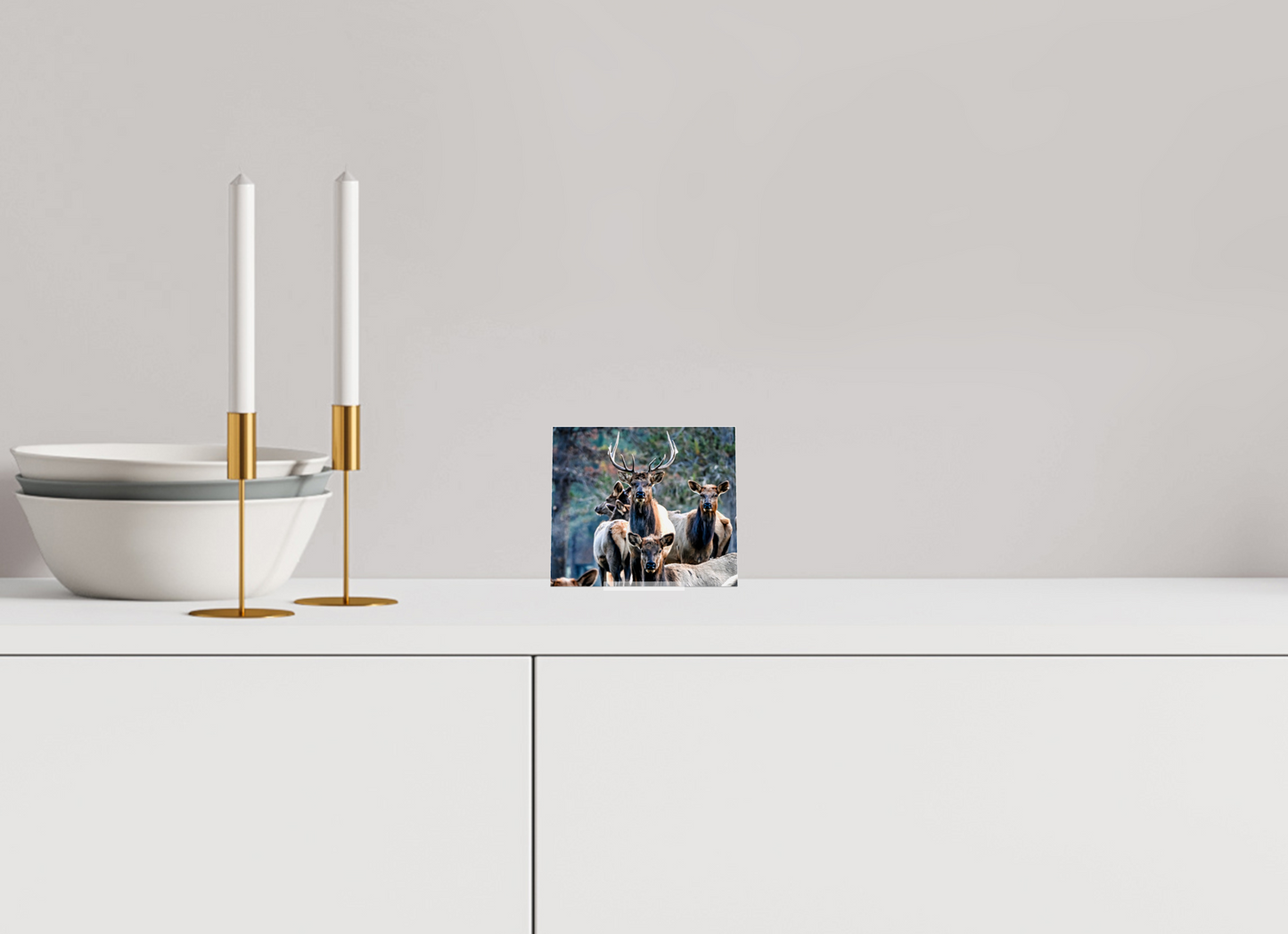 4.6 x 4″, Acrlic Glass Stand Elk on Acrylic