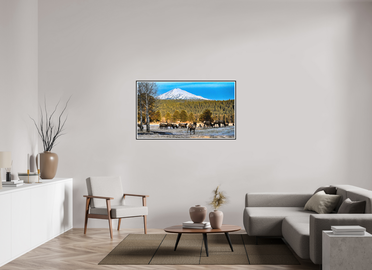 53.9 x 31″, Photo Print Under Matte Glass Elk under Matte Glas