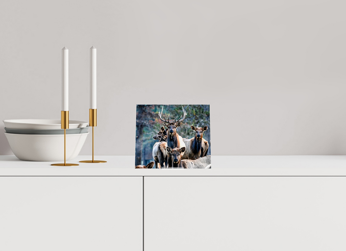 6.9 x 6″, Acrlic Glass Stand Elk on Acrylic