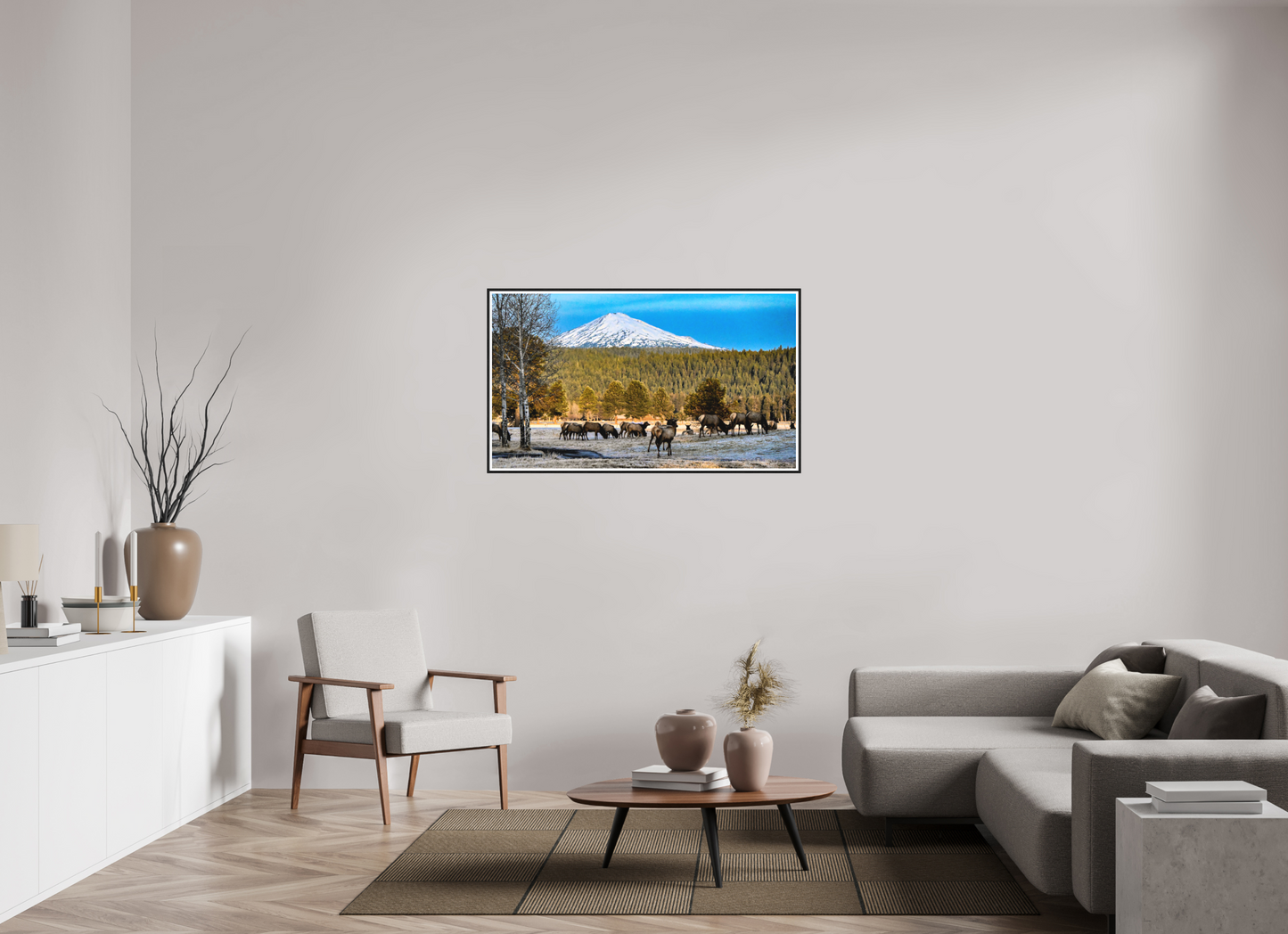48.7 x 28″, Photo Print Under Matte Glass Elk under Matte Glas
