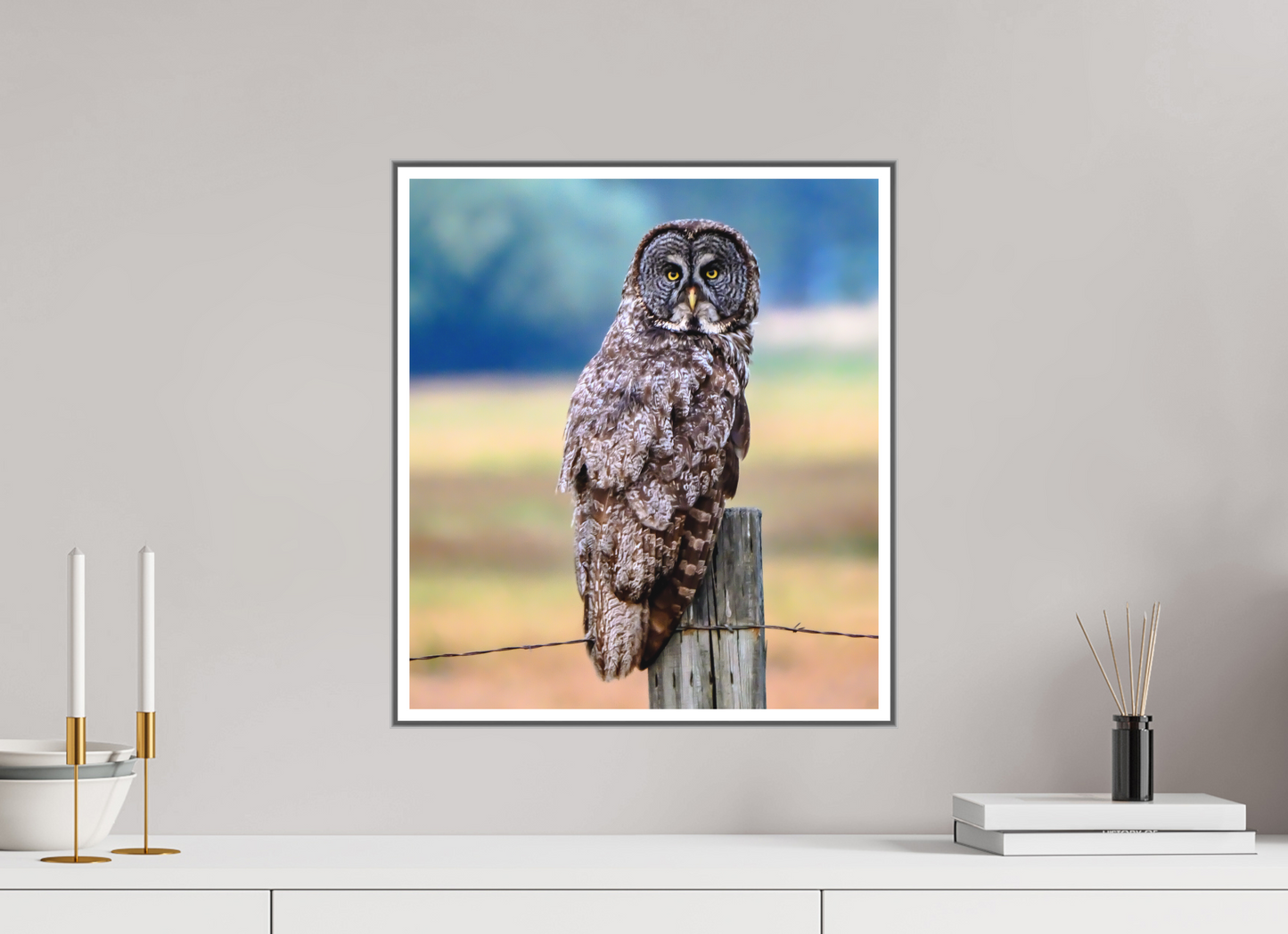 16 x 18.1″, Silver Fram Acrylic Owl