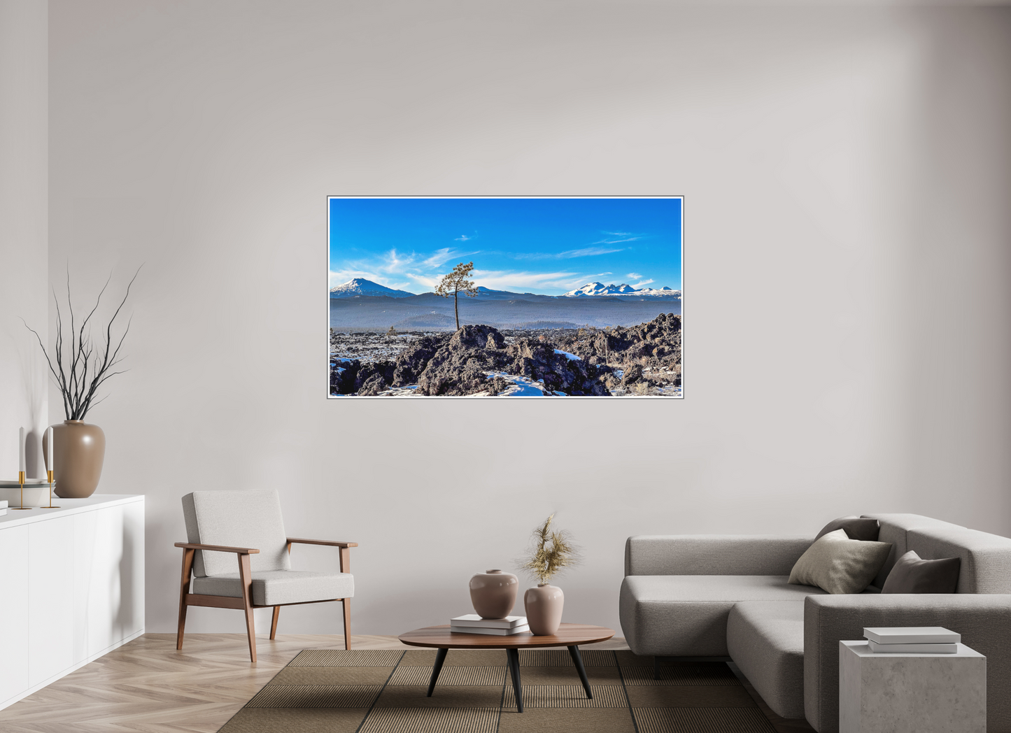 70 x 39.4″, Silver Fram Acrylic Lava Butte