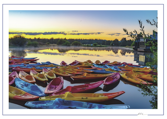 Kayaks on the Deschutes - Oregon Scenic Photo - 5x7 Blank Folded Card