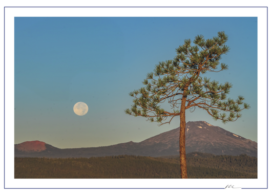 Moon over Lava Butte - Oregon Scenic Photo - 5x7 Blank Folded Card