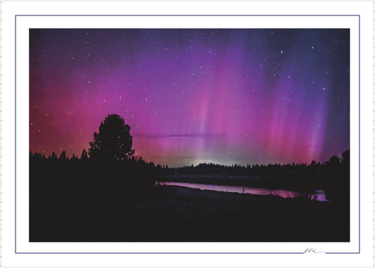 Sunriver Northern Lights - Oregon Scenic Photo - 5x7 Blank Folded Card