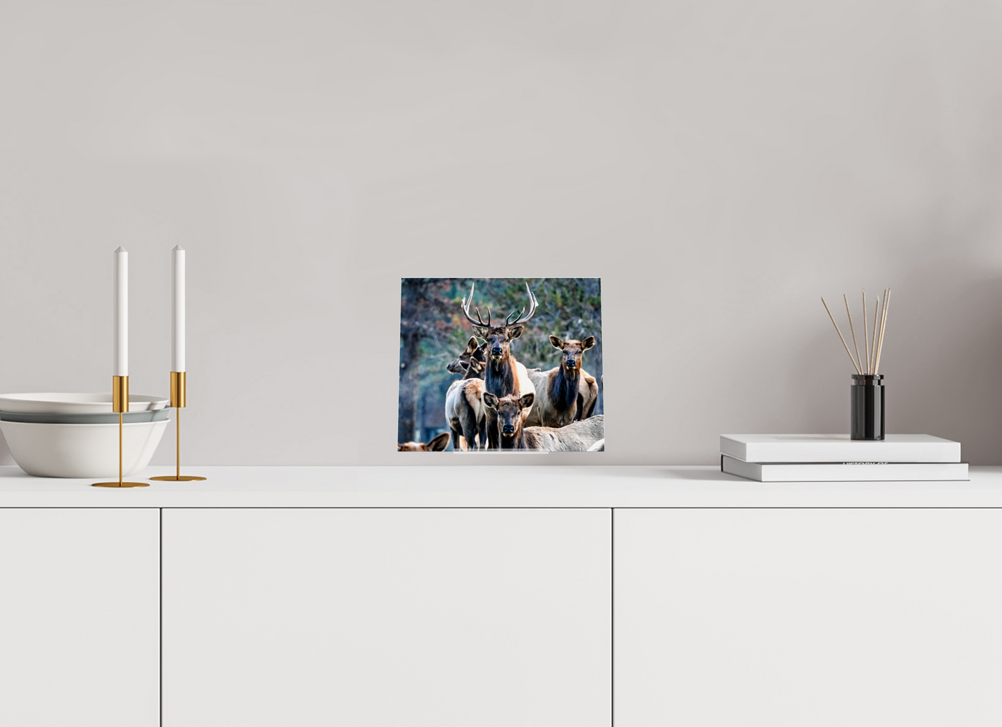 8.7 x 7.5″, Acrlic Glass Stand Elk on Acrylic