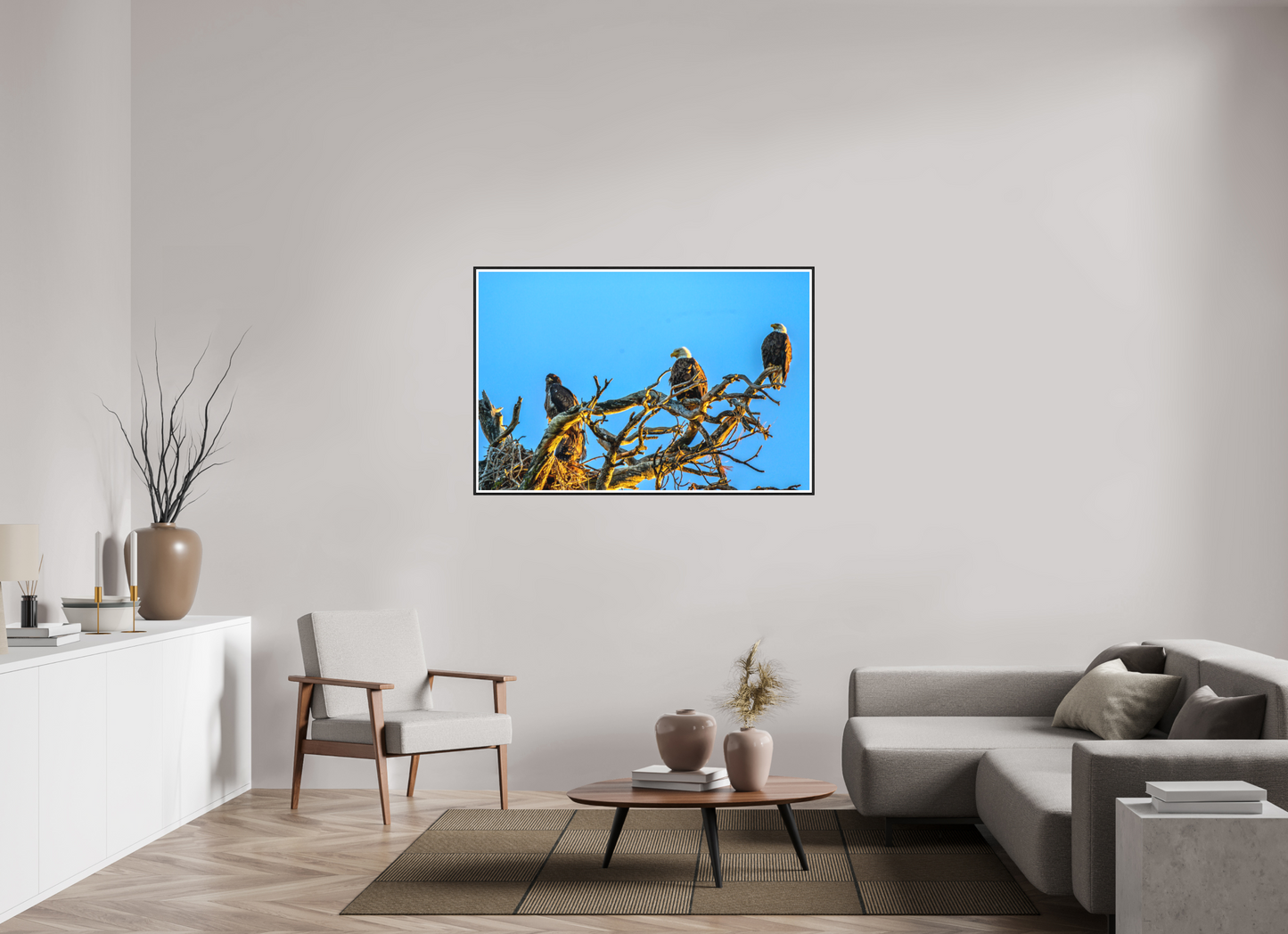53 x 35″, Photo Print Under Matte Glass The Watchers: Bald Eagles of the High Desert