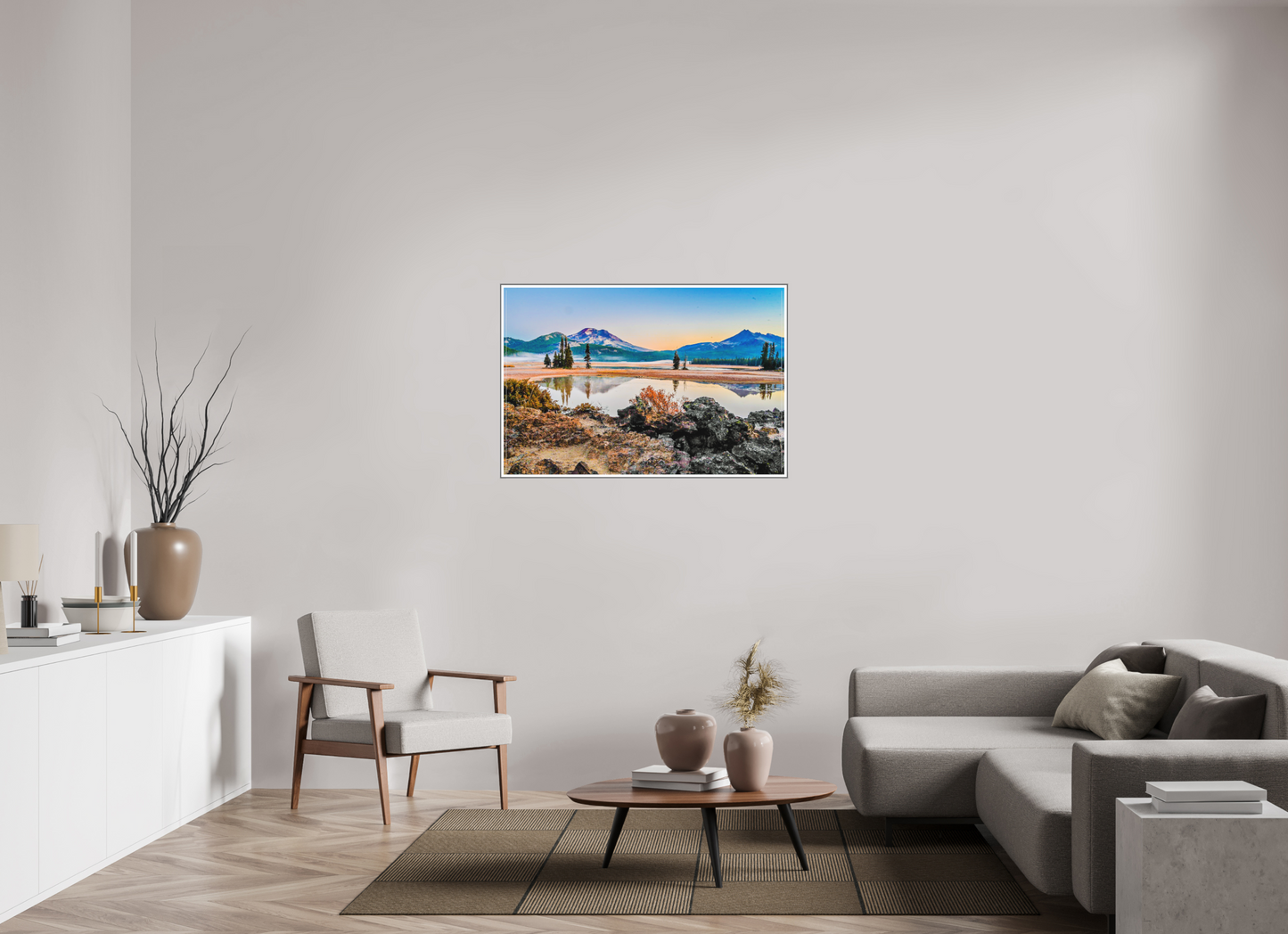 45 x 30″, Silver Fram Acrylic Sparks Lake