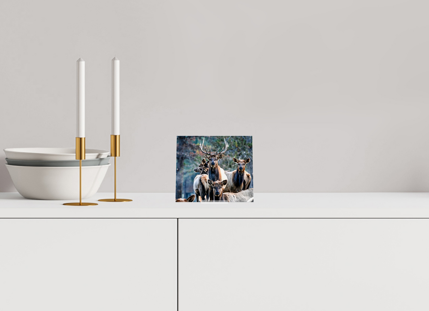 5.7 x 5″, Acrlic Glass Stand Elk on Acrylic