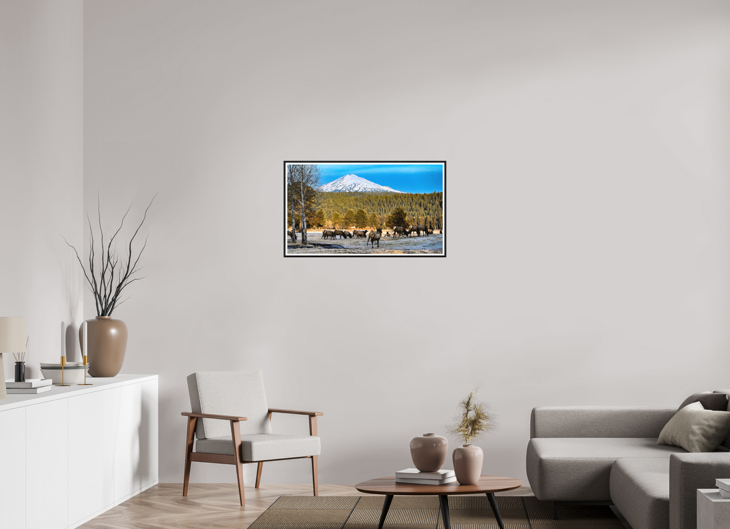 34.8 x 20″, Photo Print Under Matte Glass Elk under Matte Glas