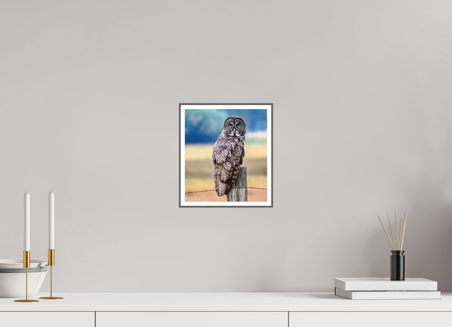 8 x 9″, Silver Fram Acrylic Owl
