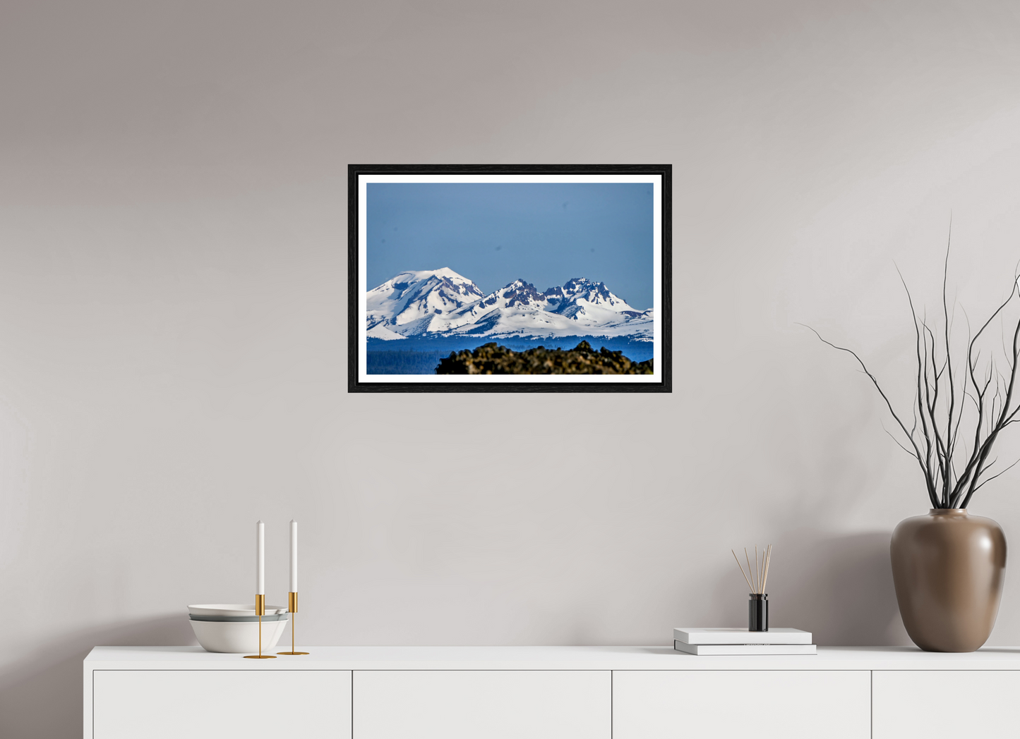 24 x 16″, Black Frame Low Cascades - Sisters