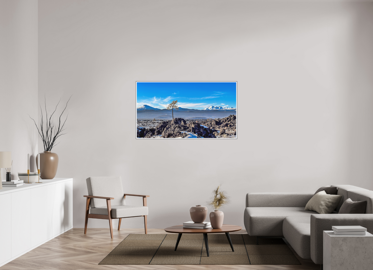 55 x 30.9″, Silver Fram Acrylic Lava Butte