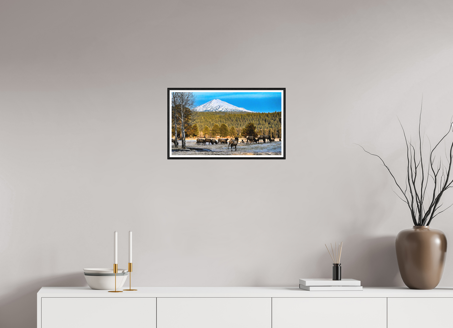20.9 x 12″, Photo Print Under Matte Glass Elk under Matte Glas