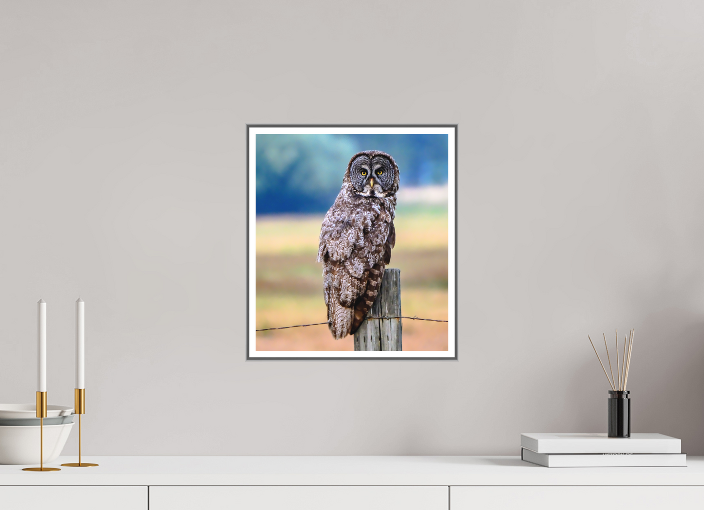 12 x 13.5″, Silver Fram Acrylic Owl