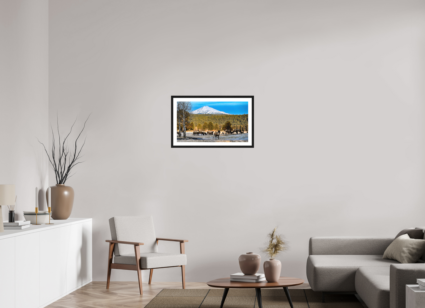27.8 x 16″, Elk Frame Majestic Elk Beneath the Winter Peak