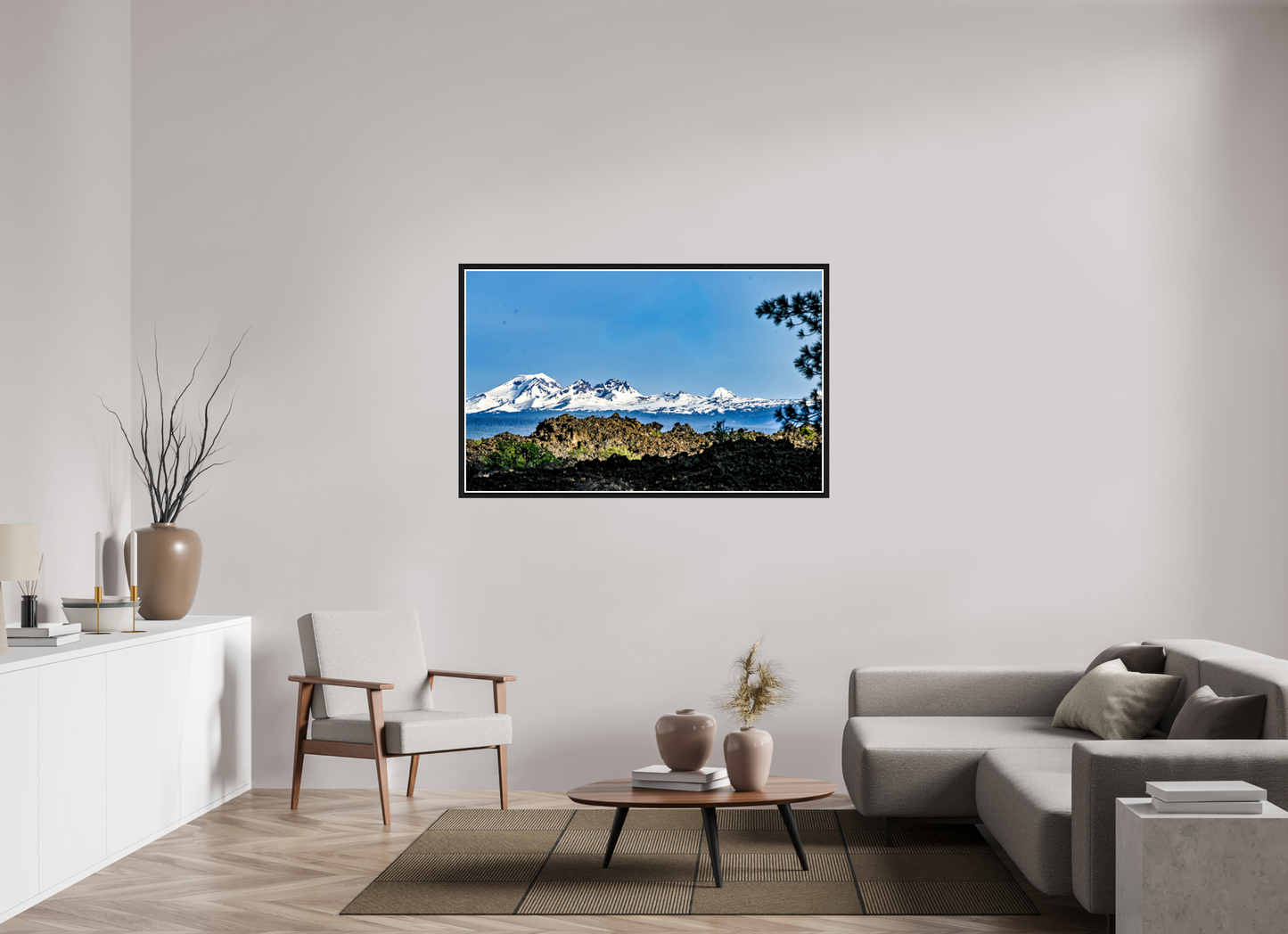 56.8 x 35″, Gilcee Black Frame Cascades 2
